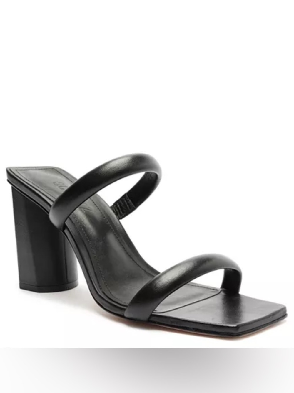 Schutz Ully Black Leather Square Toe Block Heel Sandals 7.5 Minimalist 90s